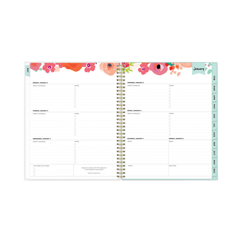 Blue Sky Day Designer Secret Garden Mint Frosted Weekly/Monthly Planner, 11 x 8.5, Multicolor Cover, 12-Month (Jan to Dec): 2023
