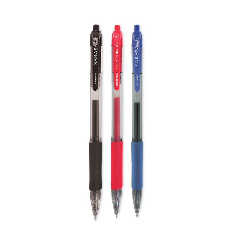 Zebra Sarasa Dry Gel X20 Gel Pen, Retractable, Medium 0.7 mm, Assorted Ink and Barrel Colors, 36/Pack