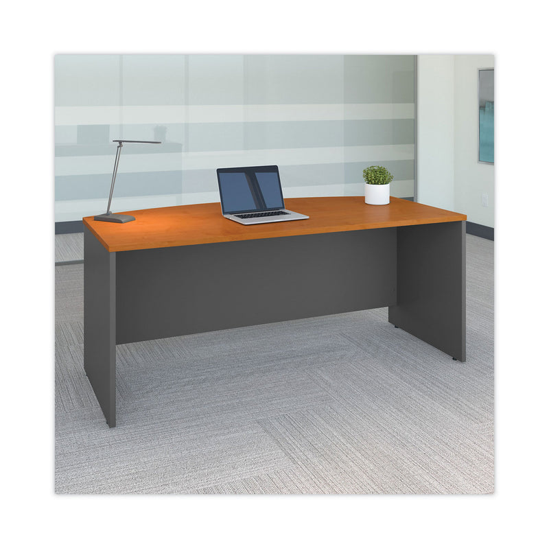 Bush Series C Collection Bow Front Desk, 71.13" x 36.13" x 29.88", Natural Cherry/Graphite Gray