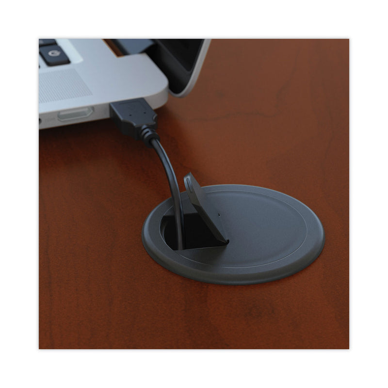 Bush Series C Collection Bow Front Desk, 71.13" x 36.13" x 29.88", Hansen Cherry/Graphite Gray