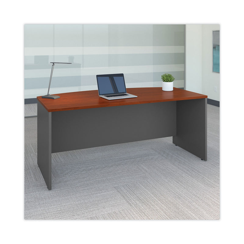 Bush Series C Collection Bow Front Desk, 71.13" x 36.13" x 29.88", Hansen Cherry/Graphite Gray