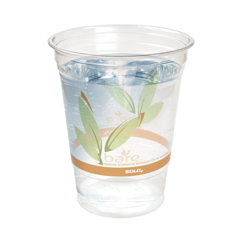 Dart Bare Eco-Forward RPET Cold Cups, 12 oz to 14 oz, Leaf Design, Clear, Squat, 50/Pack