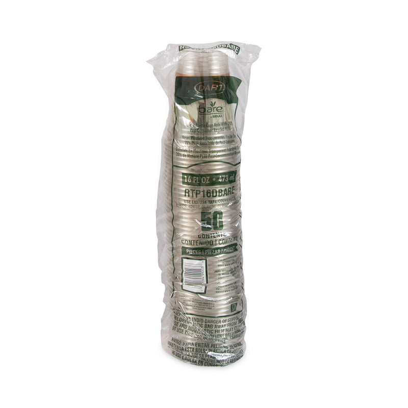 Dart Bare Eco-Forward RPET Cold Cups, 16 oz to 18 oz, Leaf Design, Clear, 50/Pack