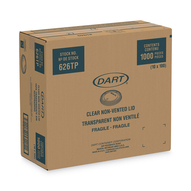 Dart PETE Plastic Flat Cold Cup Lids, Fits 12 oz to 24 oz Cups, Clear, 1,000/Carton