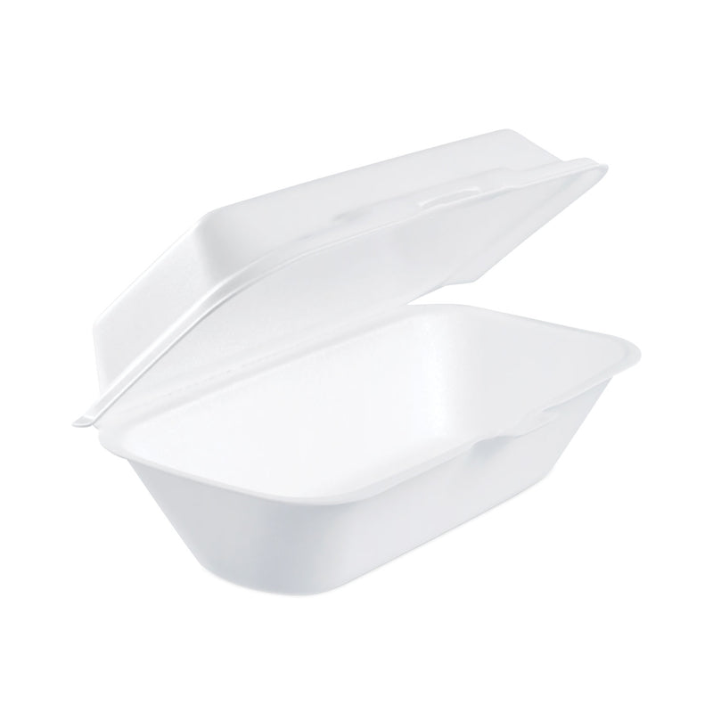 Dart Foam Hinged Lid Container, Hoagie Container with Removable Lid, 5.3 x 9.8 x 3.3, White, 125/Bag, 4 Bags/Carton