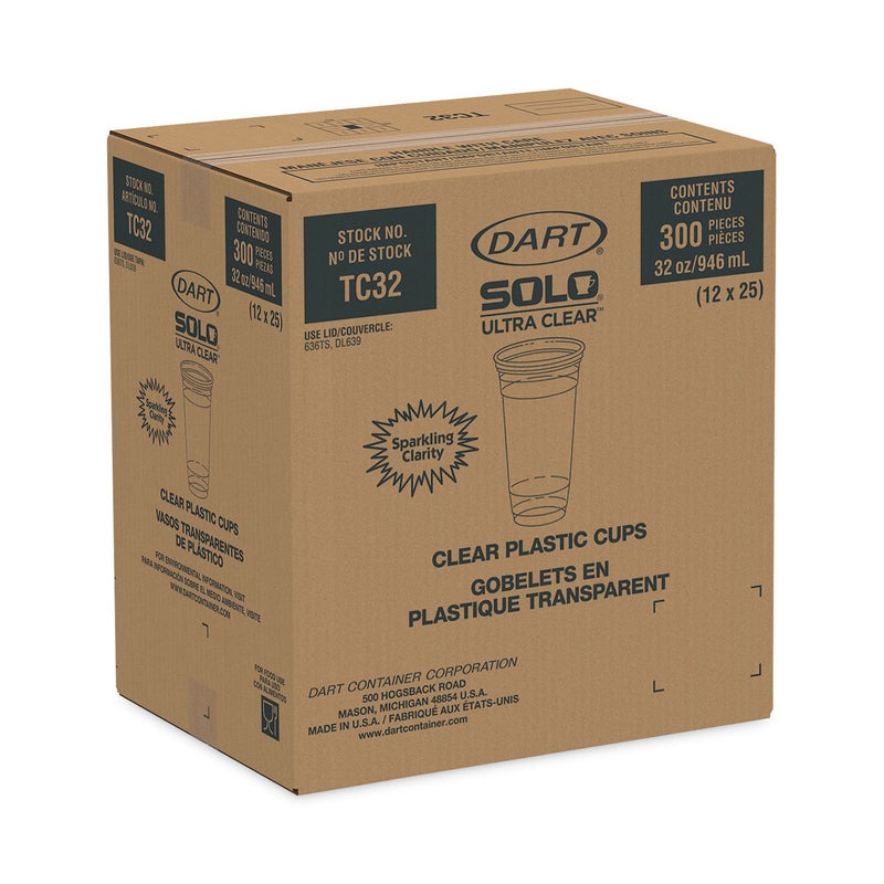 Dart Ultra Clear PETE Cold Cups, 32 oz, Clear, 300/Carton