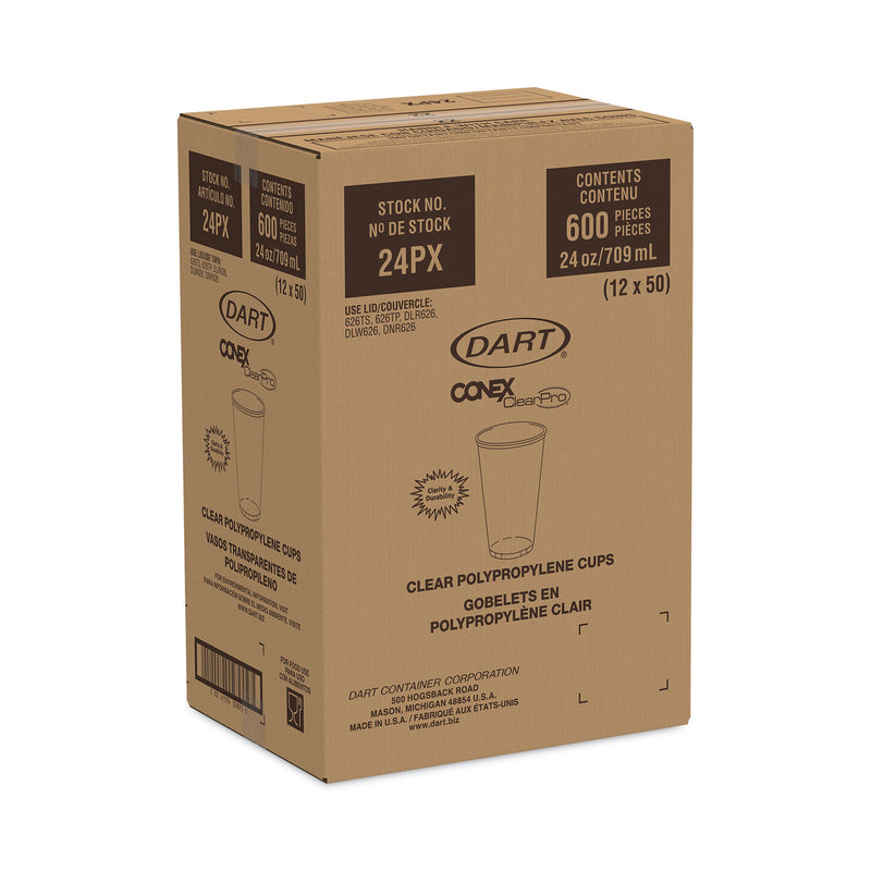 Dart Conex Clear Cold Cups, 24 oz, 50/Bag, 12 Bags/Carton
