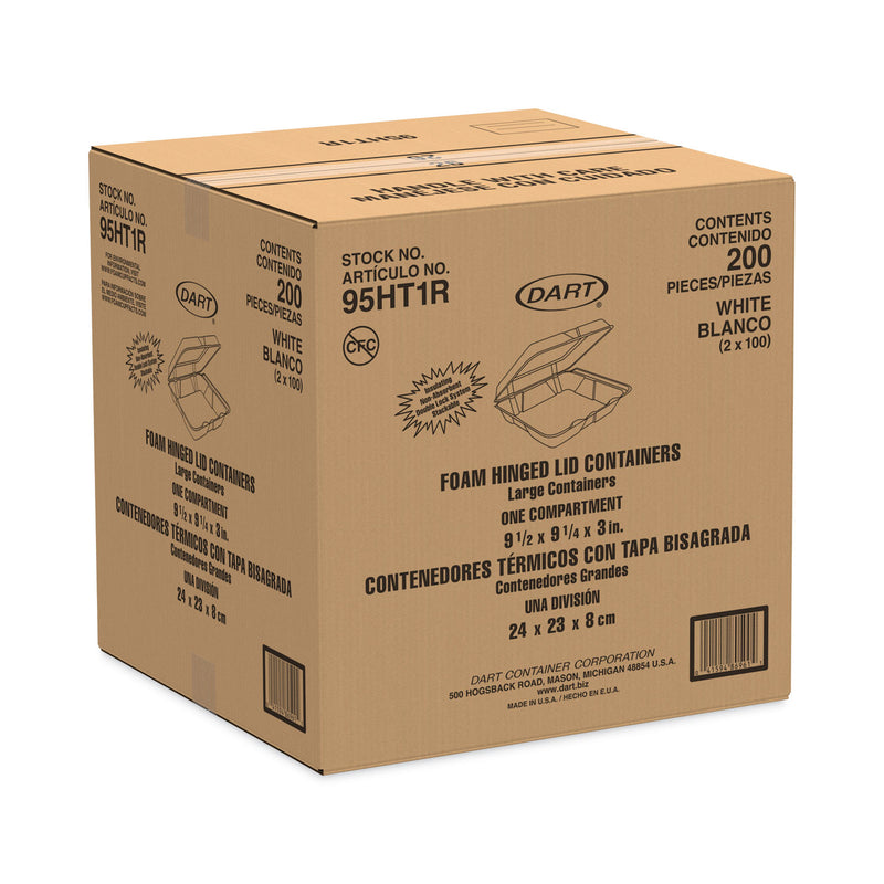 Dart Foam Hinged Lid Containers, 9.25 x 9.5 x 3, 200/Carton