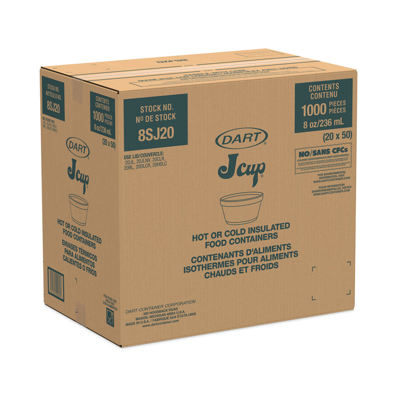 Dart Foam Container, 8 oz, White, 1,000/Carton