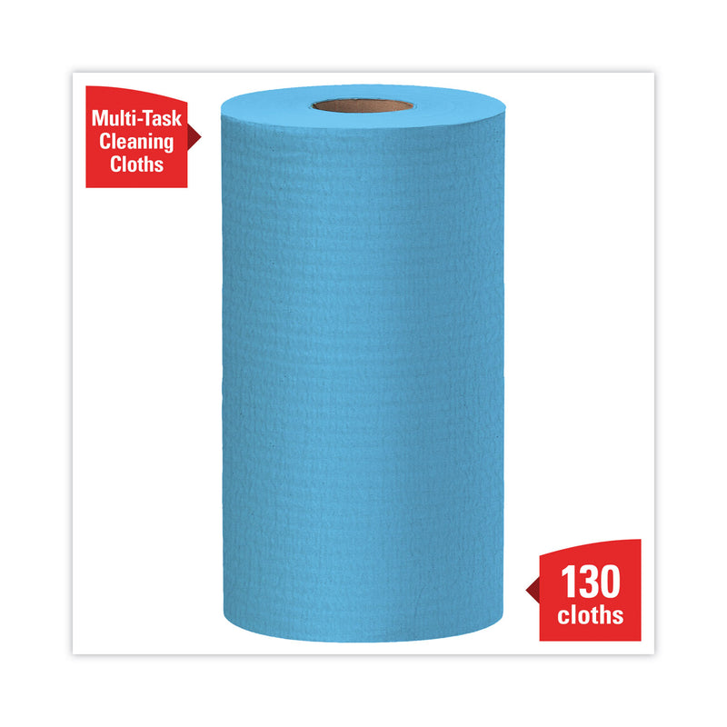 WypAll General Clean X60 Cloths, Small Roll, 9.8 x 13.4, Blue, 130/Roll, 12 Rolls/Carton