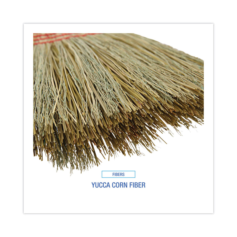 Boardwalk Parlor Broom, Yucca/Corn Fiber Bristles, 56" Overall Length, Natural, 12/Carton