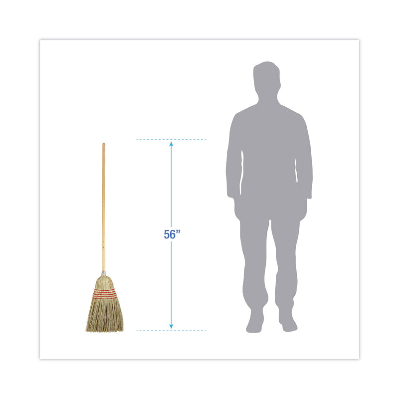 Boardwalk Parlor Broom, Yucca/Corn Fiber Bristles, 56" Overall Length, Natural, 12/Carton