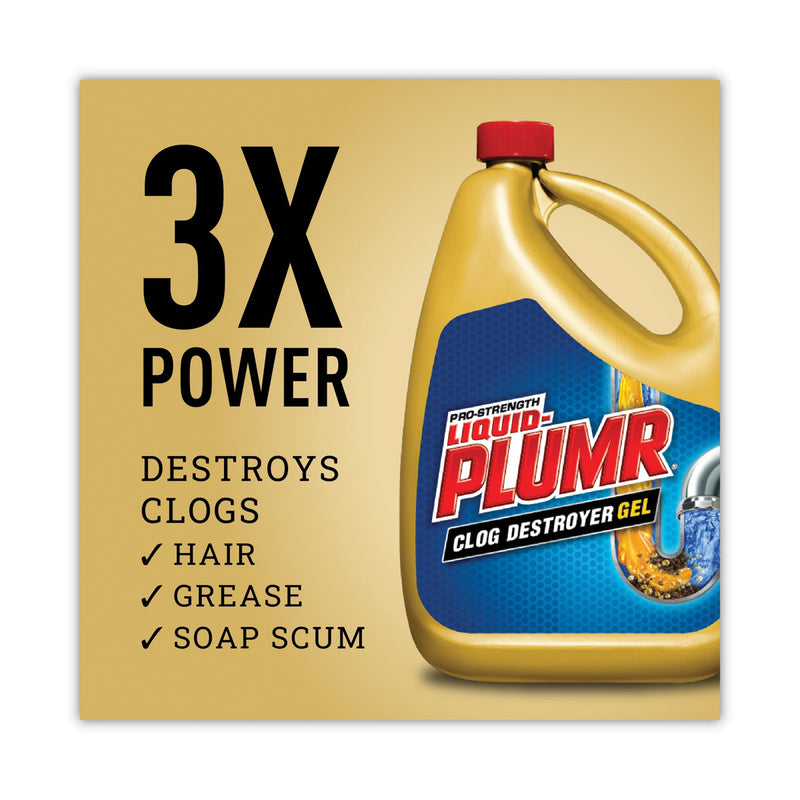 Liquid Plumr Clog Destroyer + PipeGuard, Gel, 80 oz, 6/Carton
