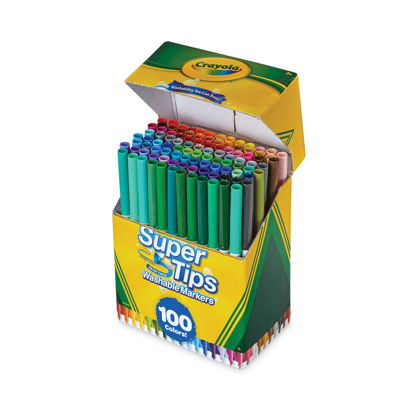 Crayola Super Tips Washable Markers, Fine/Broad Bullet Tips, Assorted Colors, 100/Set