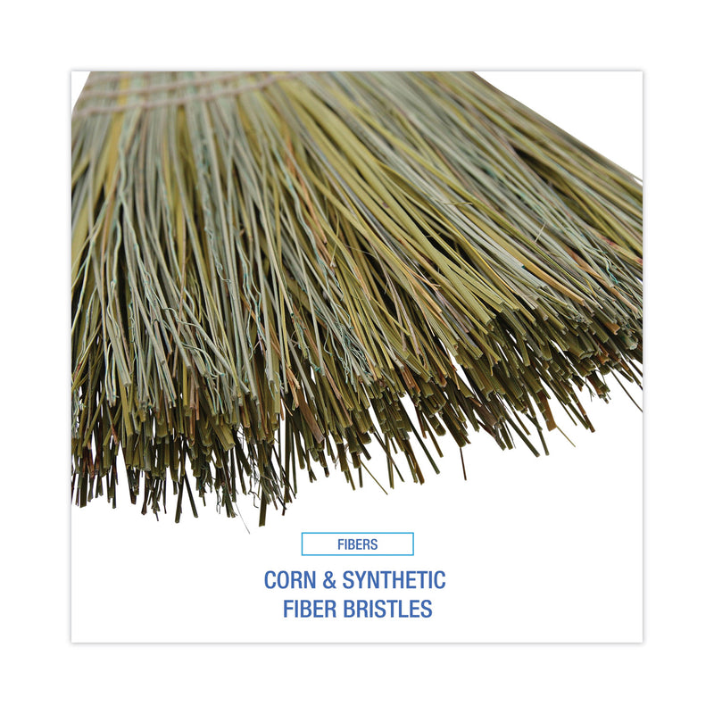 Boardwalk Corn/Fiber Brooms, Corn/Synthetic Fiber Bristles, 60" Overall Length, Gray/Natural, 6/Carton