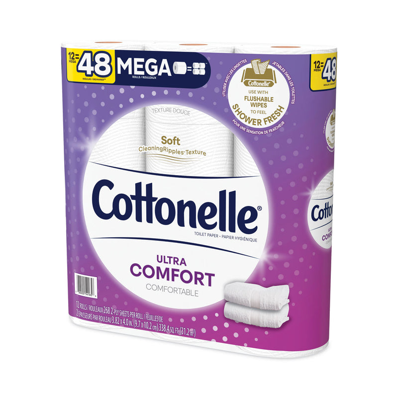 Cottonelle Ultra ComfortCare Toilet Paper, Soft Tissue, Mega Rolls, Septic Safe, 2-Ply, White, 284/Roll, 12 Rolls/Pack, 48 Rolls/Carton