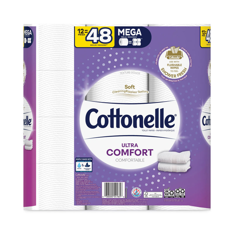 Cottonelle Ultra ComfortCare Toilet Paper, Soft Tissue, Mega Rolls, Septic Safe, 2-Ply, White, 284/Roll, 12 Rolls/Pack, 48 Rolls/Carton