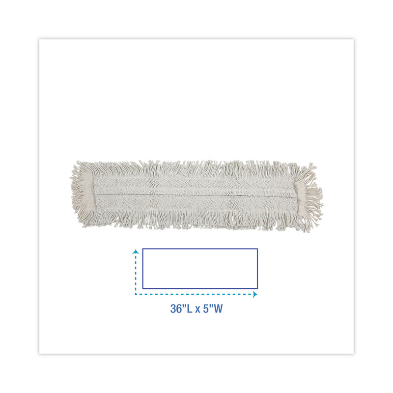 Boardwalk Disposable Dust Mop Head w/Sewn Center Fringe, Cotton/Synthetic, 36w x 5d, White