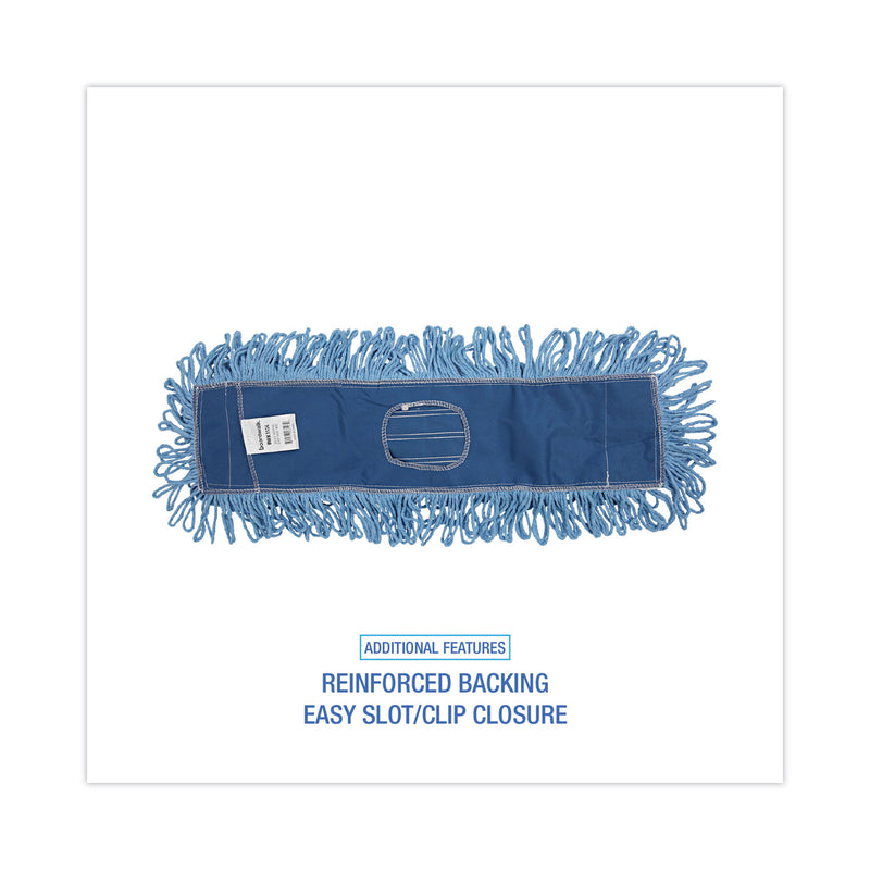 Boardwalk Mop Head, Dust, Looped-End, Cotton/Synthetic Fibers, 24 x 5, Blue