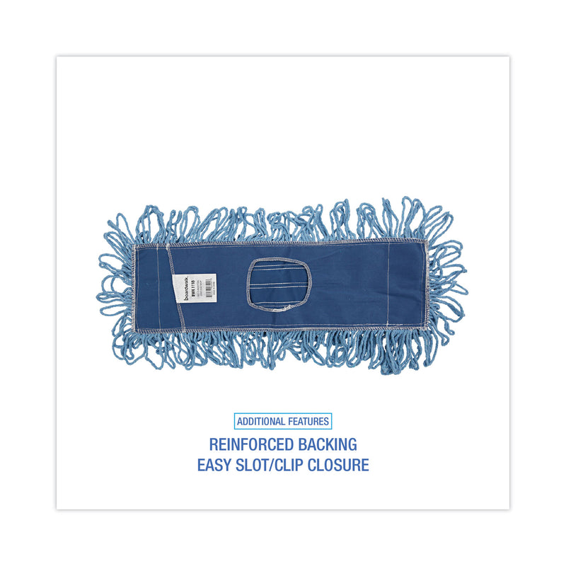 Boardwalk Mop Head, Dust, Looped-End, Cotton/Synthetic Fibers, 18 x 5, Blue