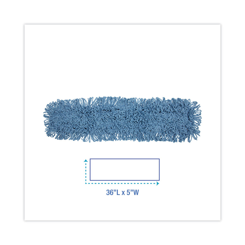 Boardwalk Dust Mop Head, Cotton/Synthetic Blend, 36 x 5, Looped-End, Blue