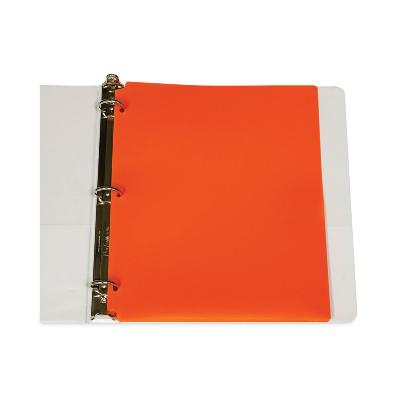C-Line Two-Pocket Heavyweight Poly Portfolio Folder, 3-Hole Punch, 11 x 8.5, Orange, 25/Box