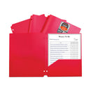 C-Line Two-Pocket Heavyweight Poly Portfolio Folder, 3-Hole Punch, 11 x 8.5, Red, 25/Box
