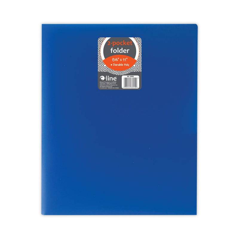 C-Line Two-Pocket Heavyweight Poly Portfolio Folder, 11 x 8.5, Blue, 25/Box