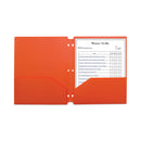 C-Line Two-Pocket Heavyweight Poly Portfolio Folder, 3-Hole Punch, 11 x 8.5, Orange, 25/Box