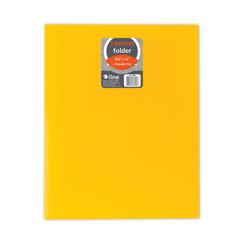 C-Line Two-Pocket Heavyweight Poly Portfolio Folder, 11 x 8.5, Yellow, 25/Box