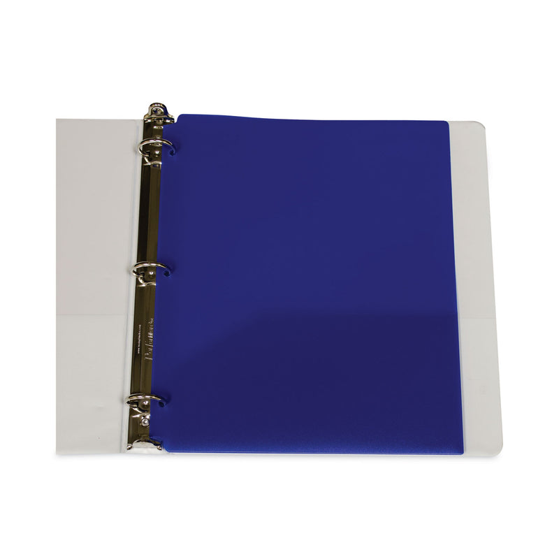 C-Line Two-Pocket Heavyweight Poly Portfolio Folder, 3-Hole Punch, 11 x 8.5, Blue, 25/Box