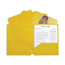 C-Line Two-Pocket Heavyweight Poly Portfolio Folder, 3-Hole Punch, 11 x 8.5, Yellow, 25/Box