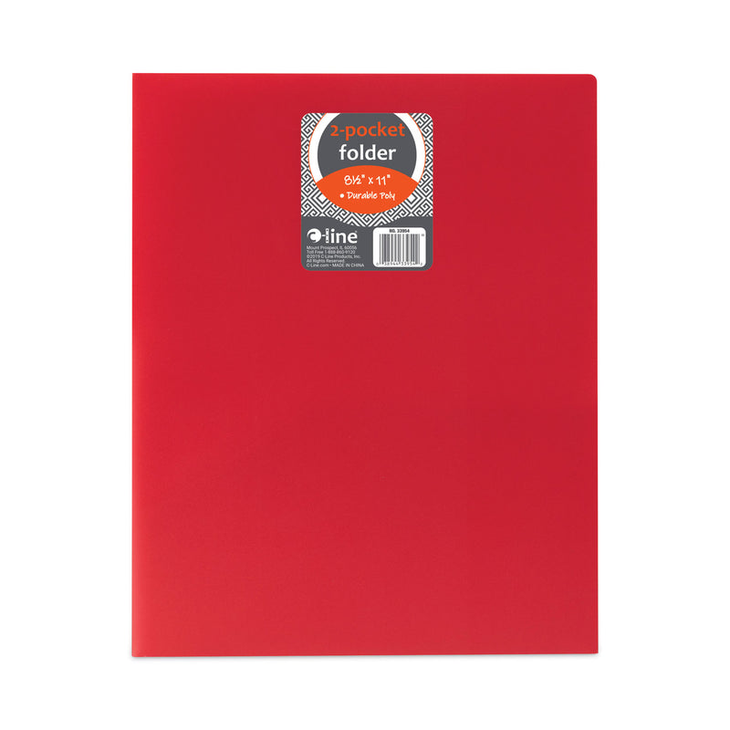 C-Line Two-Pocket Heavyweight Poly Portfolio Folder, 11 x 8.5, Red, 25/Box