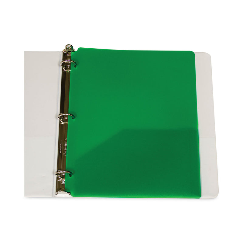 C-Line Two-Pocket Heavyweight Poly Portfolio Folder, 3-Hole Punch, 11 x 8.5, Green, 25/Box
