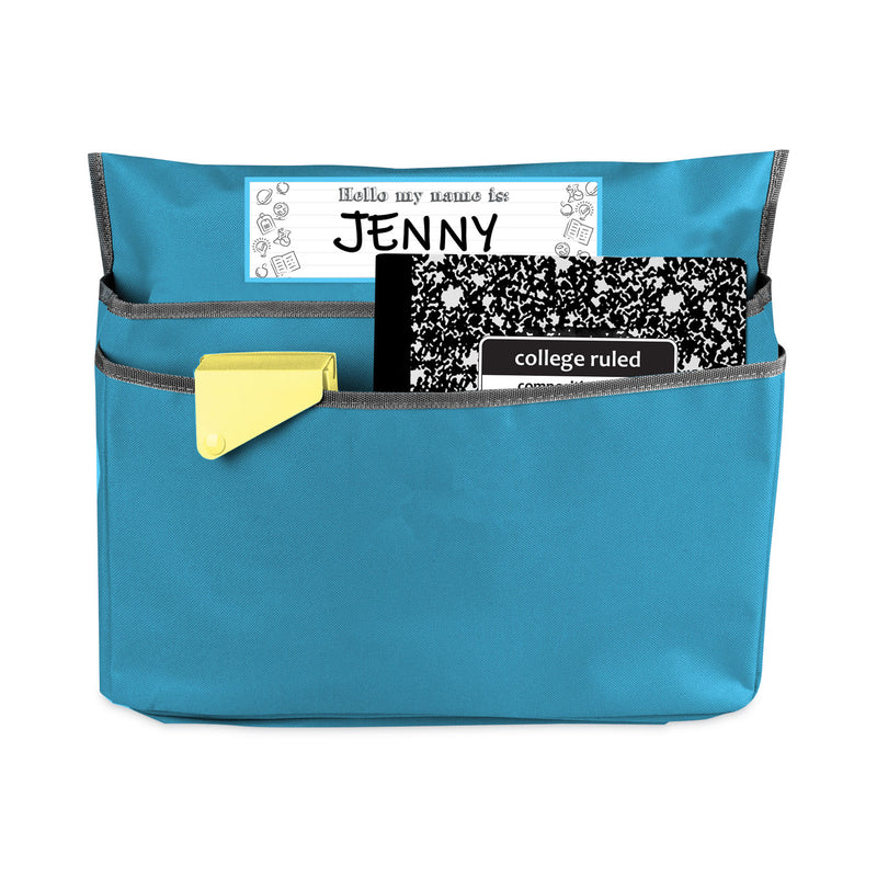 C-Line Chair Cubbies for Most Classroom Chair Styles, Medium, 16.37" x 13.5", Fabric/Vinyl, Seaside Blue