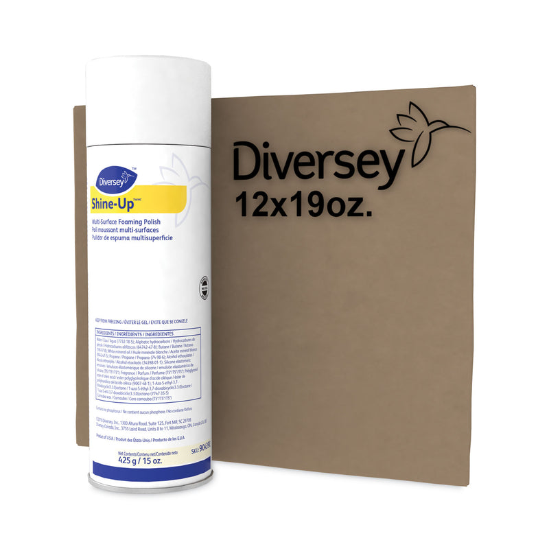 Diversey Shine-UpTM/MC Multi-Surface Foaming Polish, Lemon Scent, 15 oz Aerosol Spray, 12/Carton