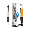 Zebra Sarasa Dry X20+ Gel Pen, Retractable, Fine 0.7 mm, Black Ink, White Barrel, Dozen