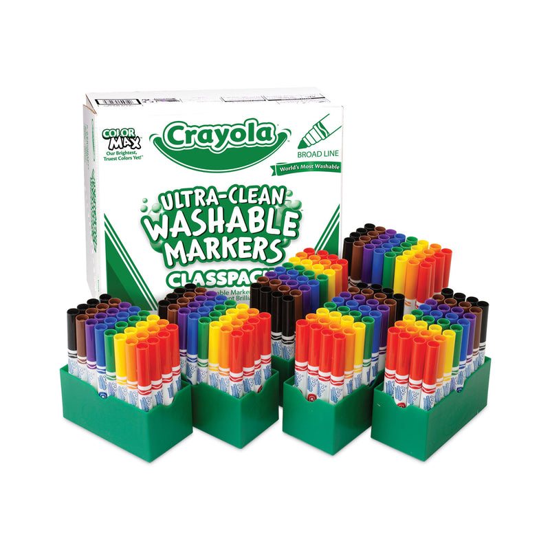 Crayola Ultra-Clean Washable Marker Classpack, Broad Bullet Tip, 8 Assorted Colors, 192/Pack