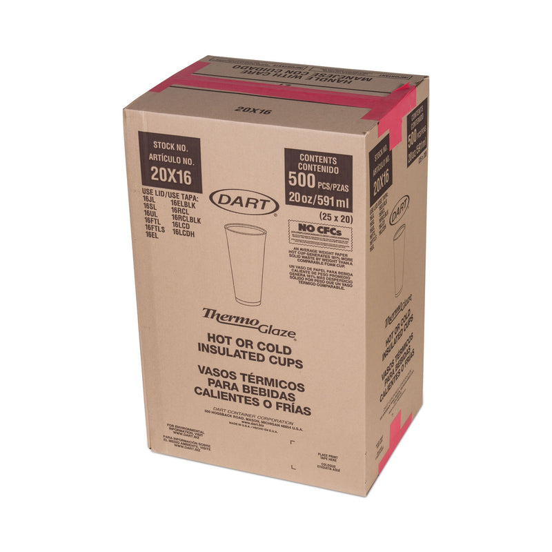 Dart Cafe G Foam Hot/Cold Cups, 20 oz, Brown/Red/White, 500/Carton