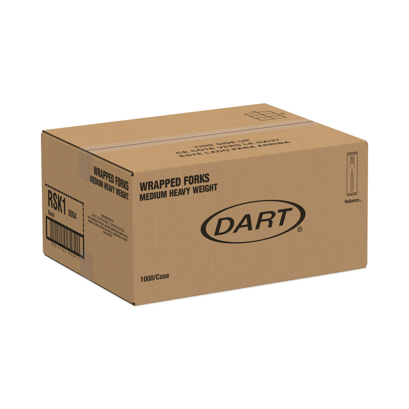 Dart Boxed Reliance Medium Weight Cutlery, Fork, Black, 1,000/Carton