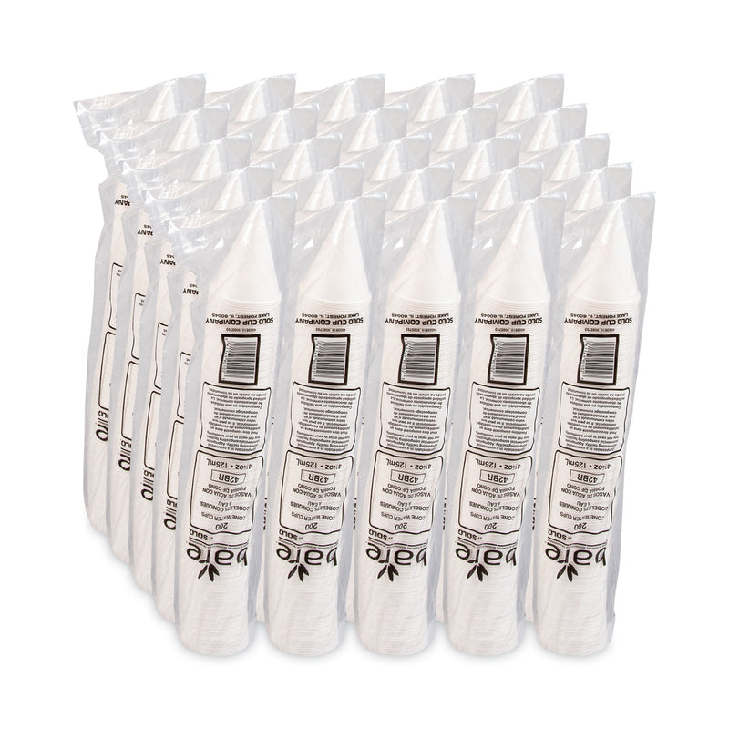 Dart Bare Treated Paper Cone Water Cups, 4.25 oz, White, 200/Bag, 25 Bags/Carton