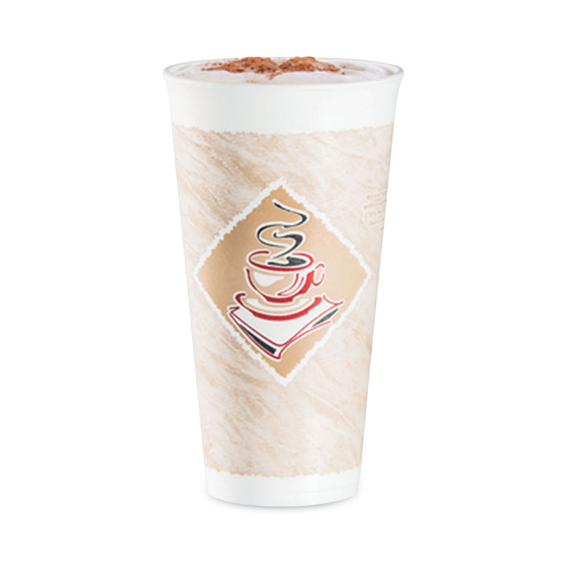 Dart Cafe G Foam Hot/Cold Cups, 20 oz, Brown/Red/White, 20/Pack