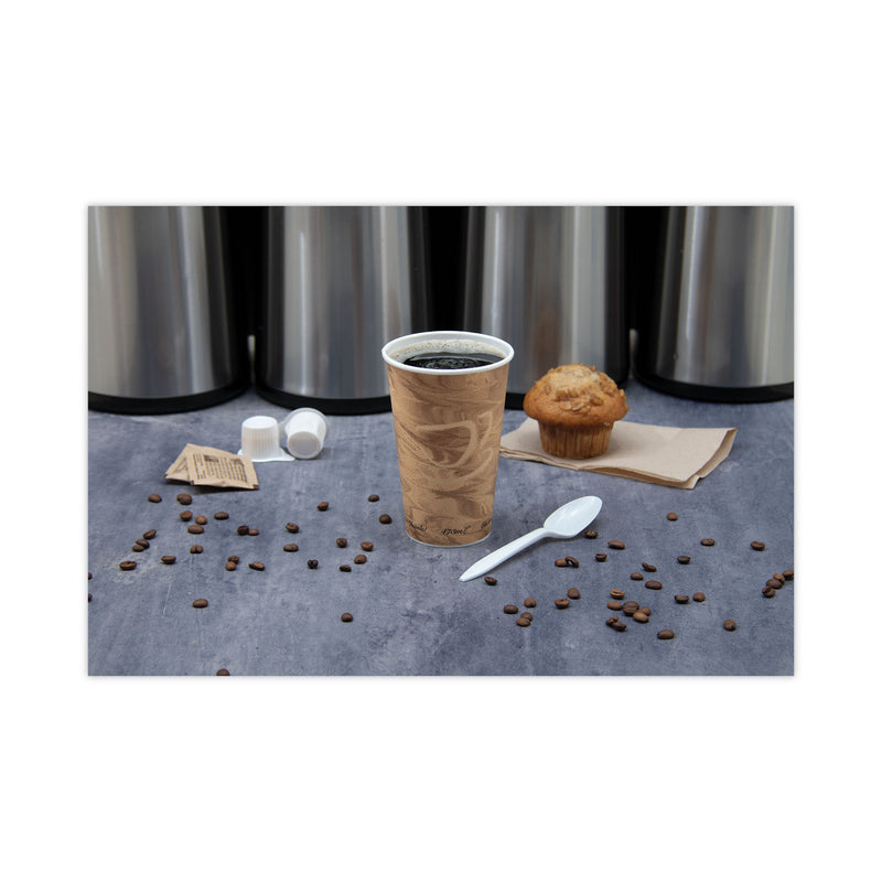 Dart Mistique Hot Paper Cups, 16 oz, Brown, 50/Sleeve, 20 Sleeves/Carton