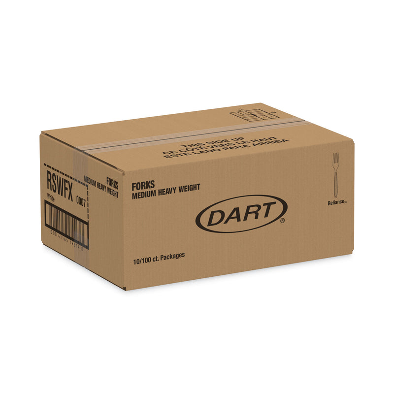 Dart Boxed Reliance Medium Heavy Weight Cutlery, Fork, White, 1000/Carton