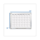 Flipside Framed Calendar Dry Erase Board, 24 x 18, White, Silver Aluminum Frame