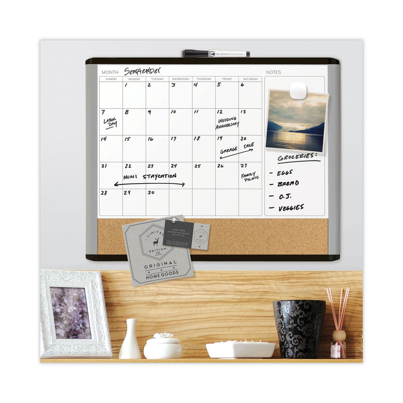 U Brands 3N1 Magnetic Mod Dry Erase Board, 20 x 16, White Surface, Gray/Black Frame