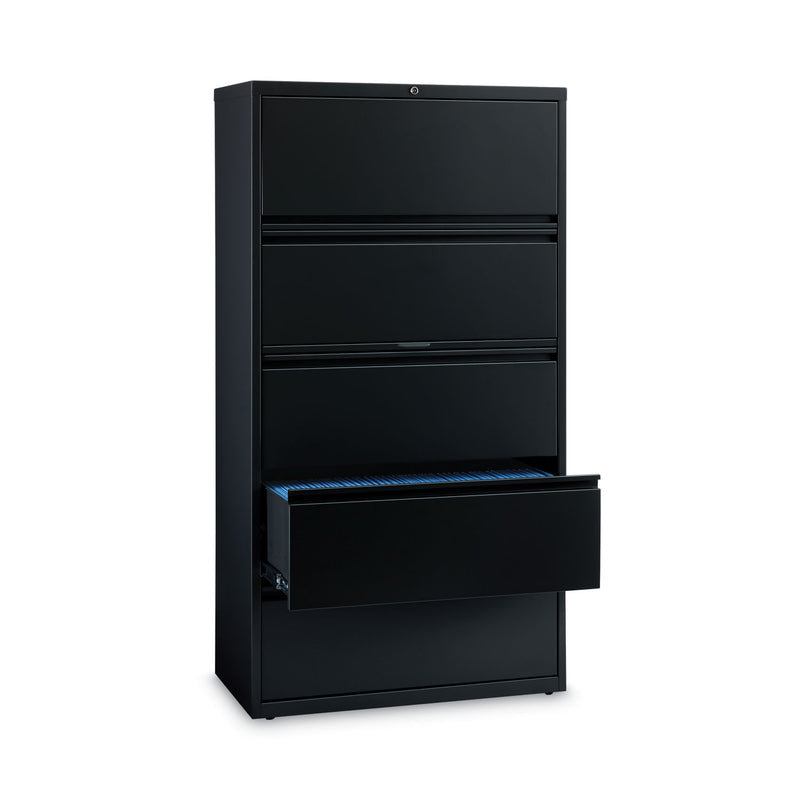 Hirsh Industries Lateral File Cabinet, 5 Letter/Legal/A4-Size File Drawers, Black, 30 x 18.62 x 67.62