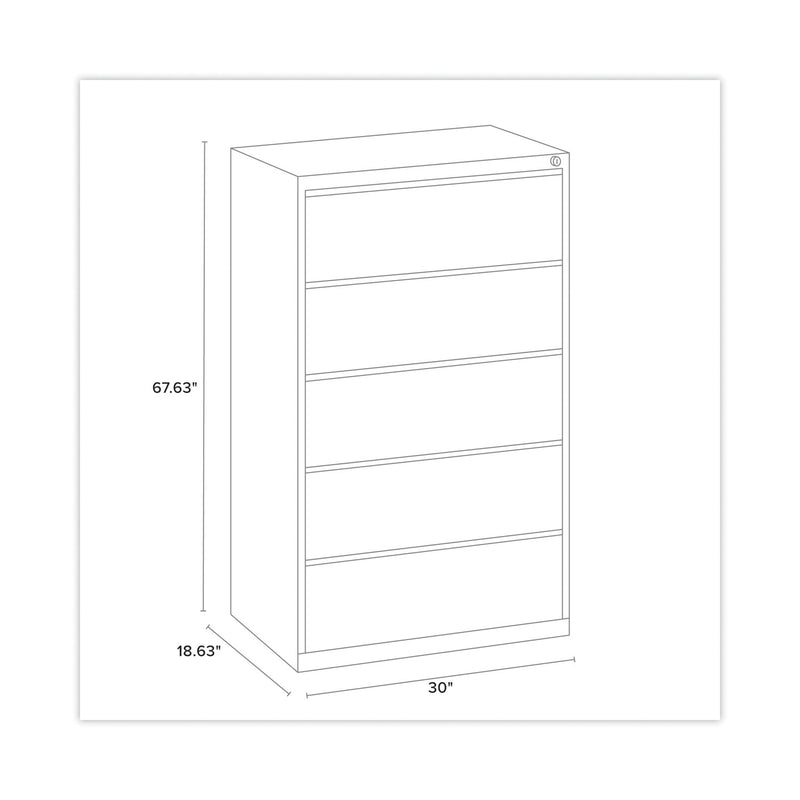 Hirsh Industries Lateral File Cabinet, 5 Letter/Legal/A4-Size File Drawers, Putty, 30 x 18.62 x 67.62