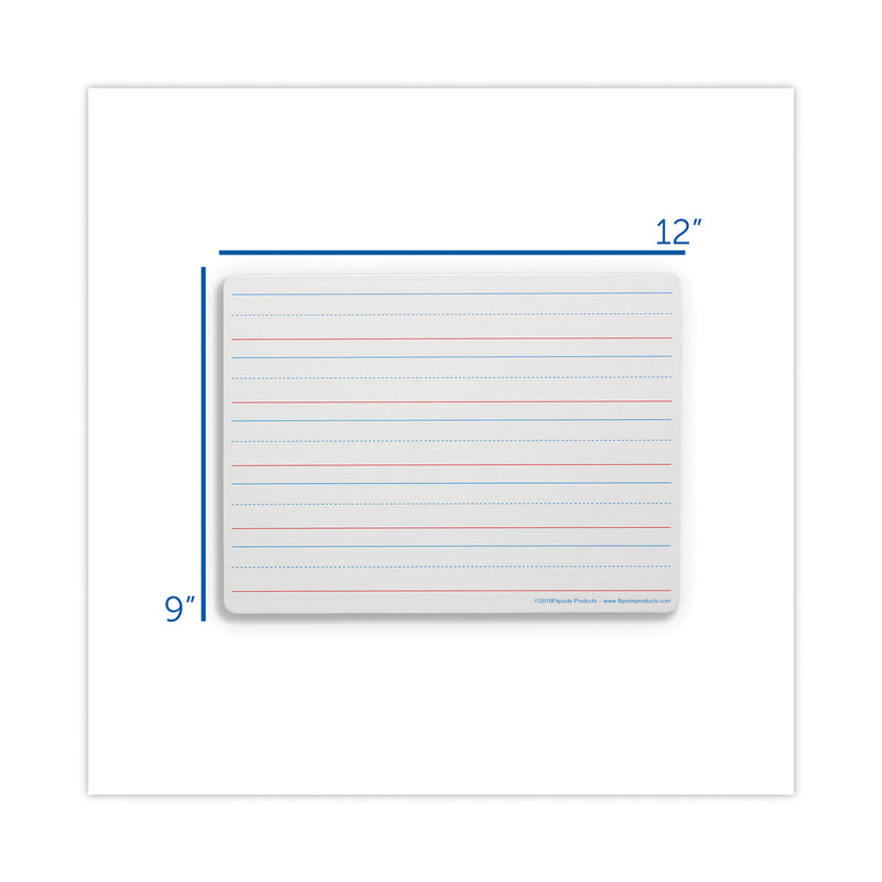 Flipside Two-Sided Red and Blue Ruled Dry Erase Board, 12 x 9, Ruled White Front, Unruled White Back, 24/Pack
