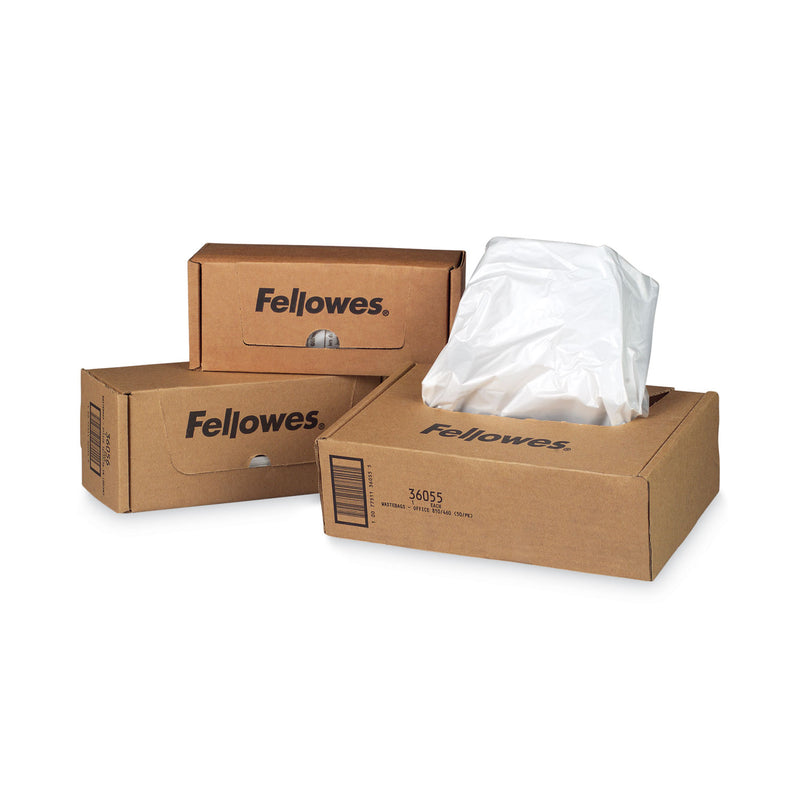Fellowes Shredder Waste Bags, 16 to 20 gal Capacity, 50/Carton
